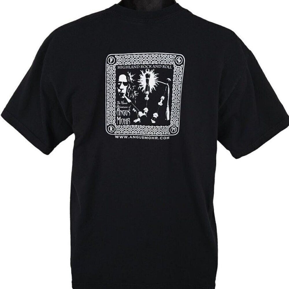 Vintage Angus Mohr T Shirt Mens Size Large Black Y2K Heroic Adventures Hard Rock
